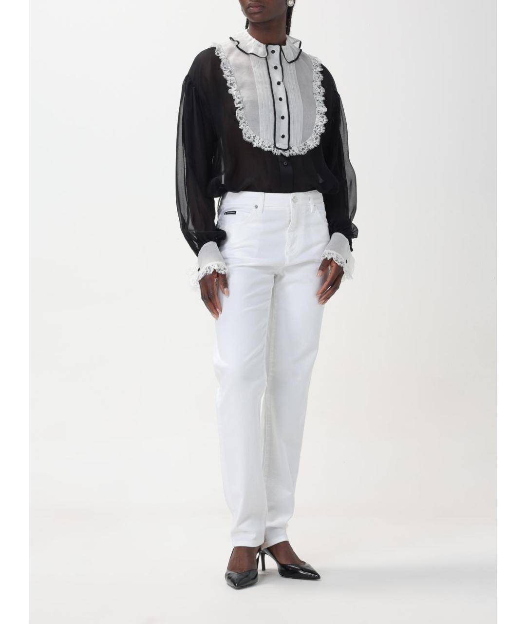 DOLCE&GABBANA Белые хлопковые прямые джинсы, фото 3