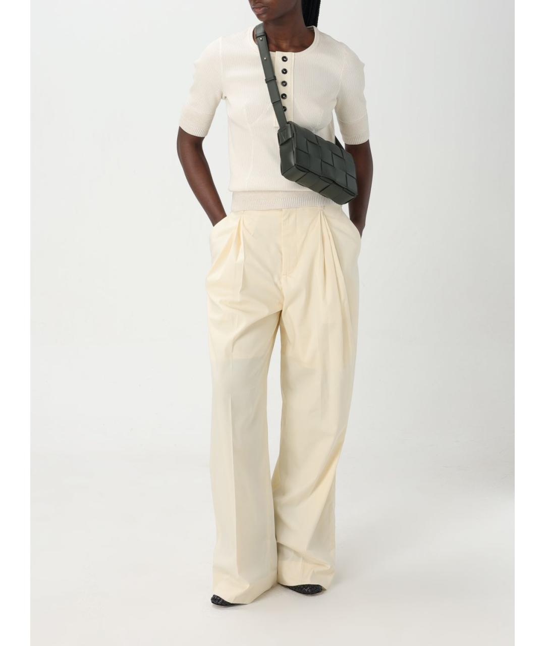 BOTTEGA VENETA Бежевые хлопковые прямые брюки, фото 3