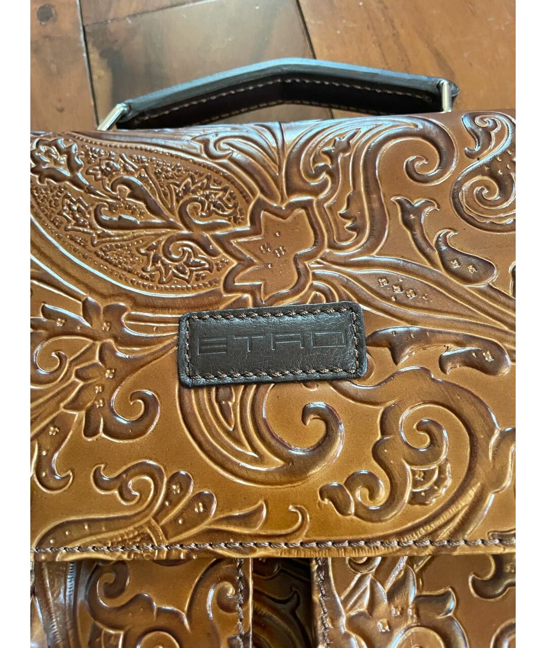 ETRO Коричневый кожаный портфель, фото 5