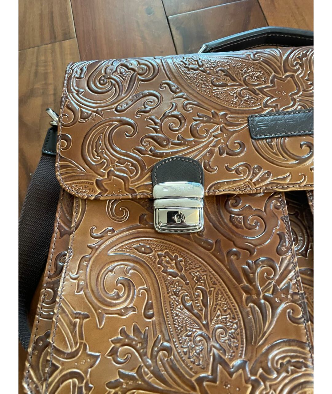 ETRO Коричневый кожаный портфель, фото 6
