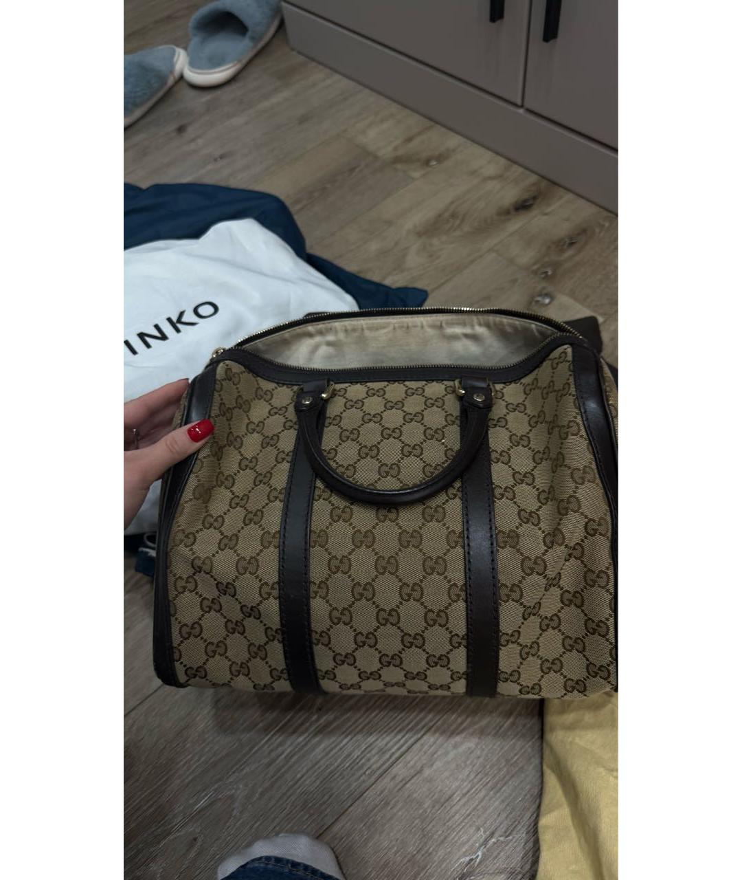 GUCCI Коричневая кожаная сумка с короткими ручками, фото 5