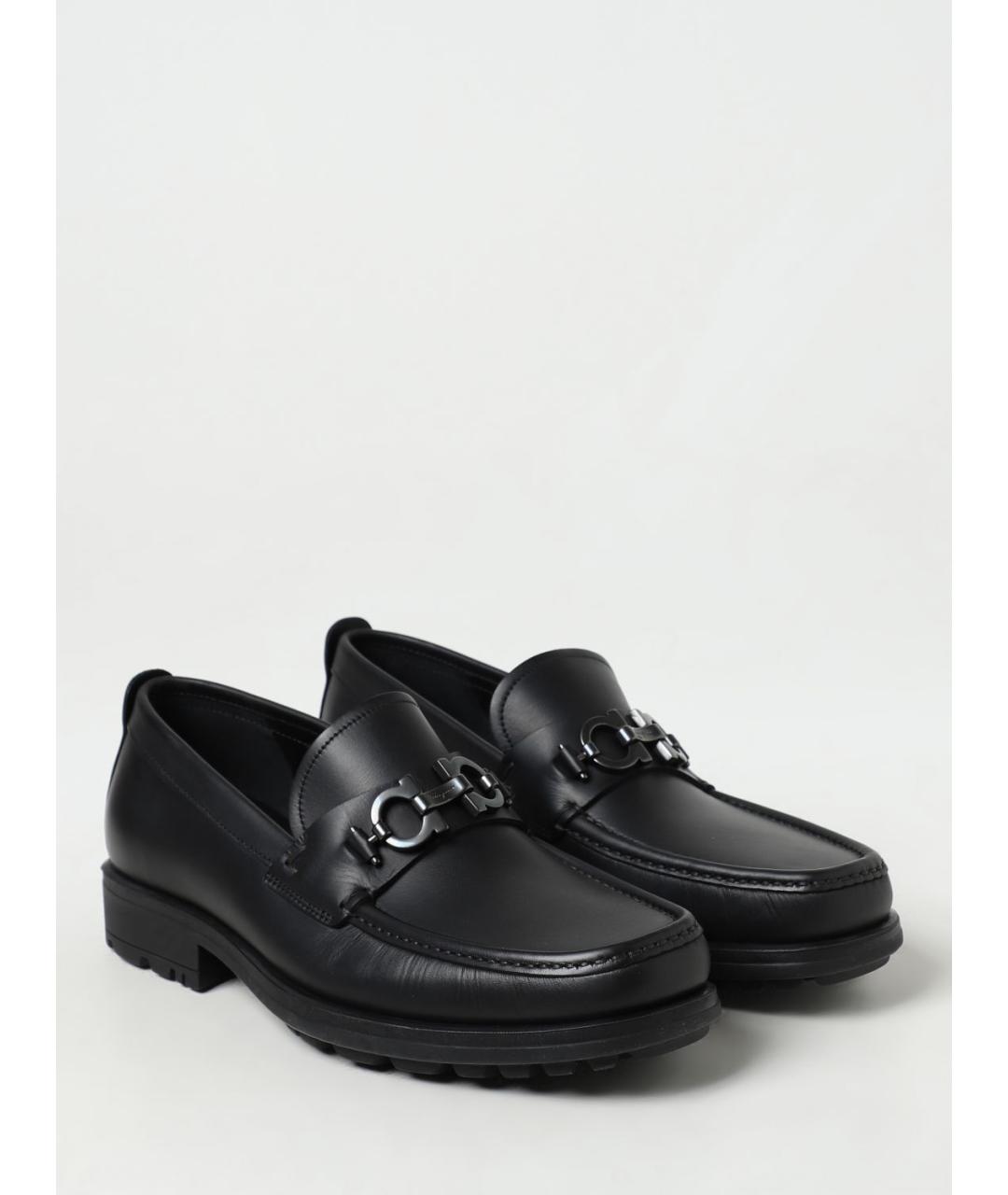 FERRAGAMO Черные кожаные лоферы, фото 2