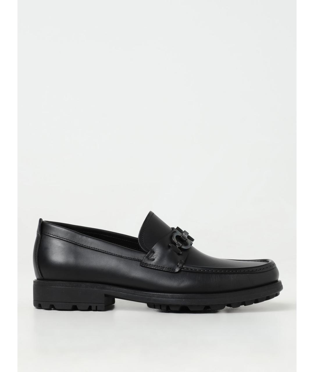FERRAGAMO Черные кожаные лоферы, фото 5