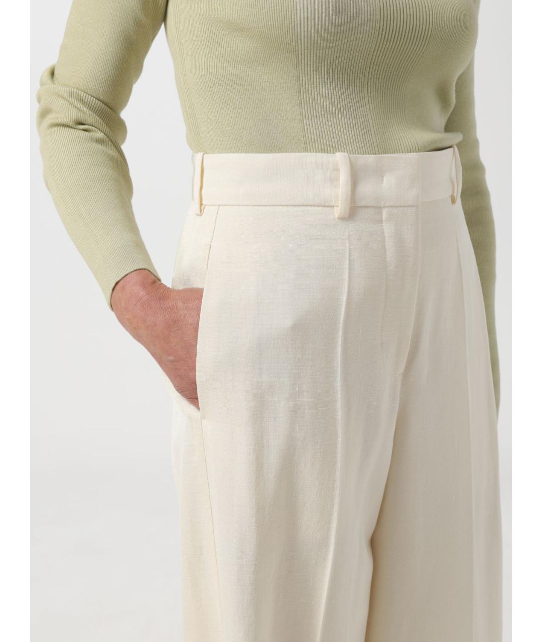 JIL SANDER Белые вискозные брюки широкие, фото 6