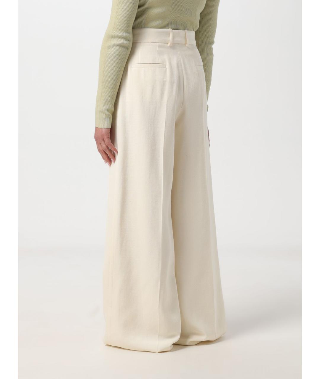 JIL SANDER Белые вискозные брюки широкие, фото 4