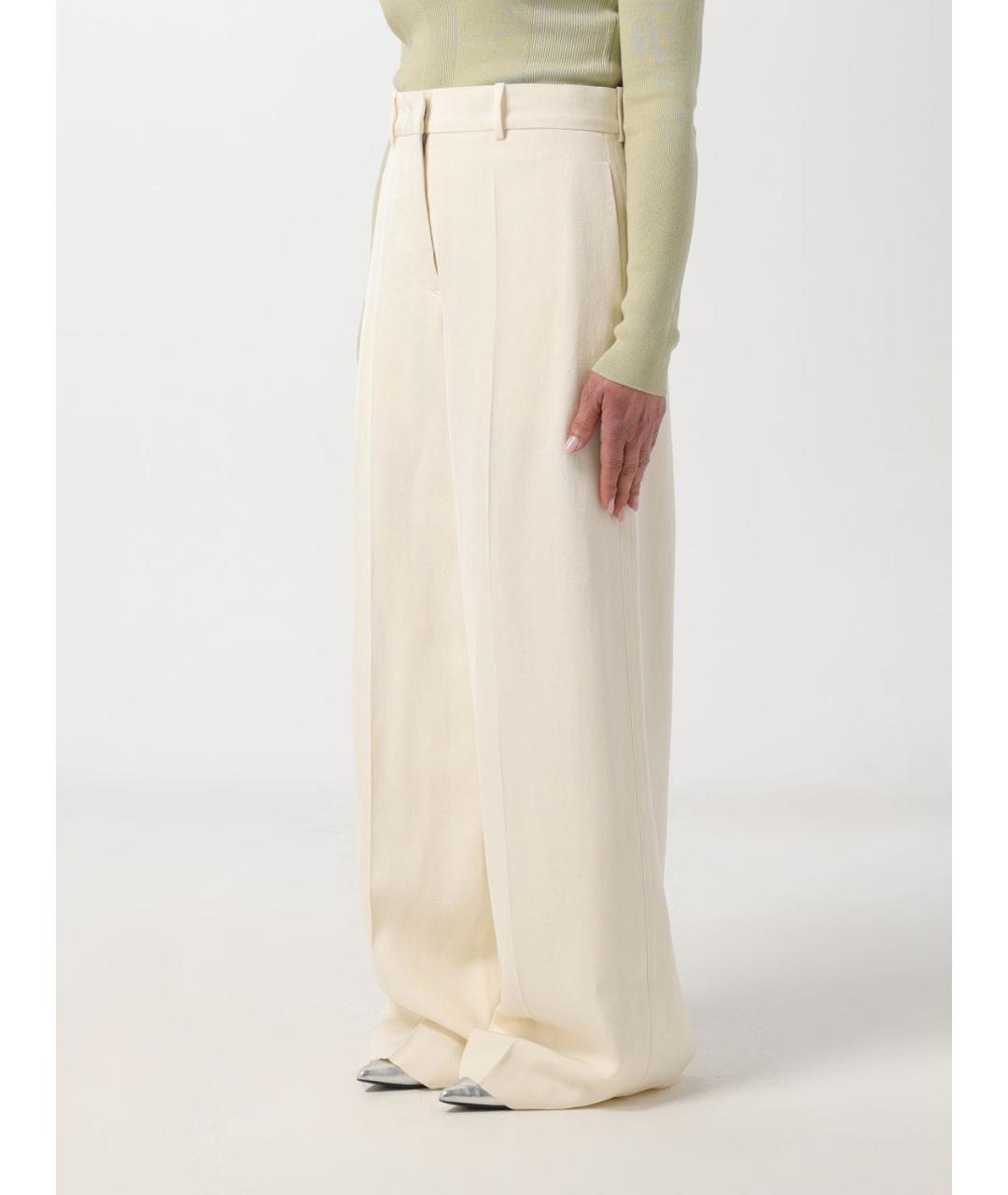 JIL SANDER Белые вискозные брюки широкие, фото 5