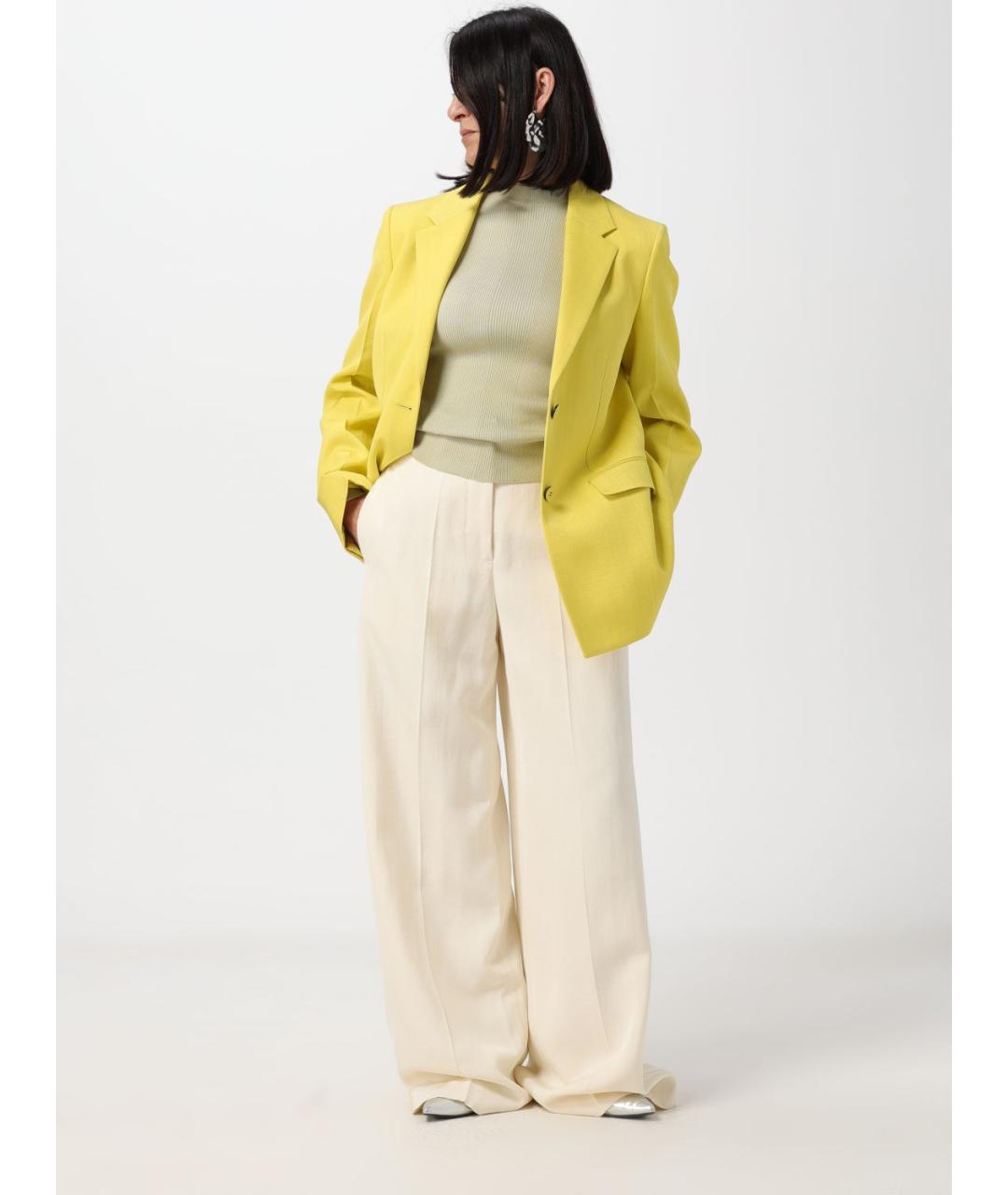 JIL SANDER Белые вискозные брюки широкие, фото 3
