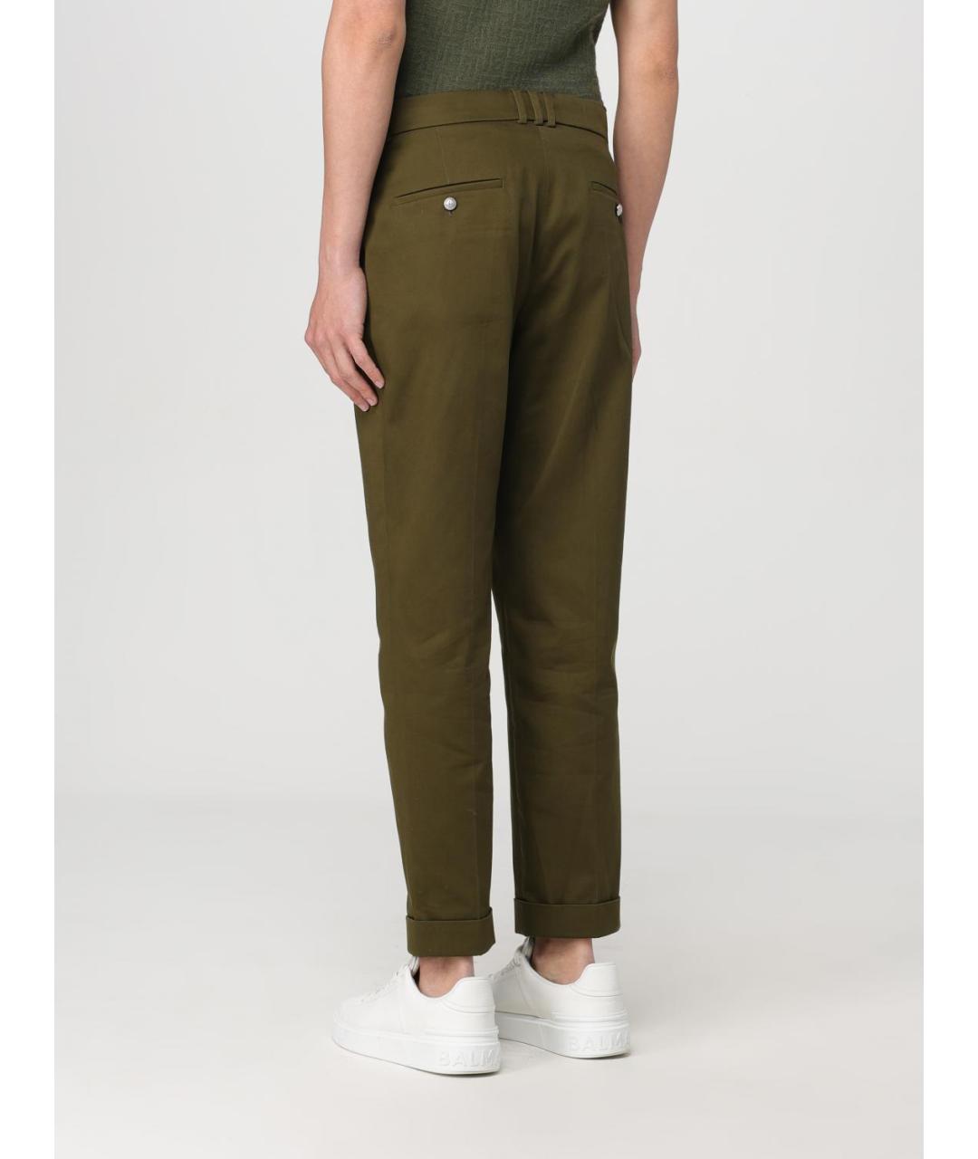 BALMAIN Хаки хлопковые повседневные брюки, фото 4