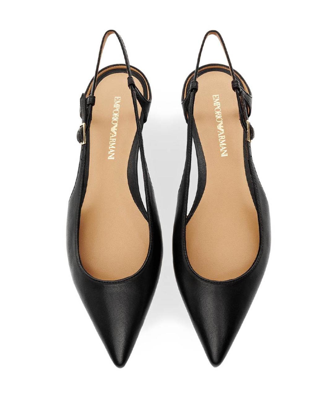 EMPORIO ARMANI Черные кожаные балетки, фото 5