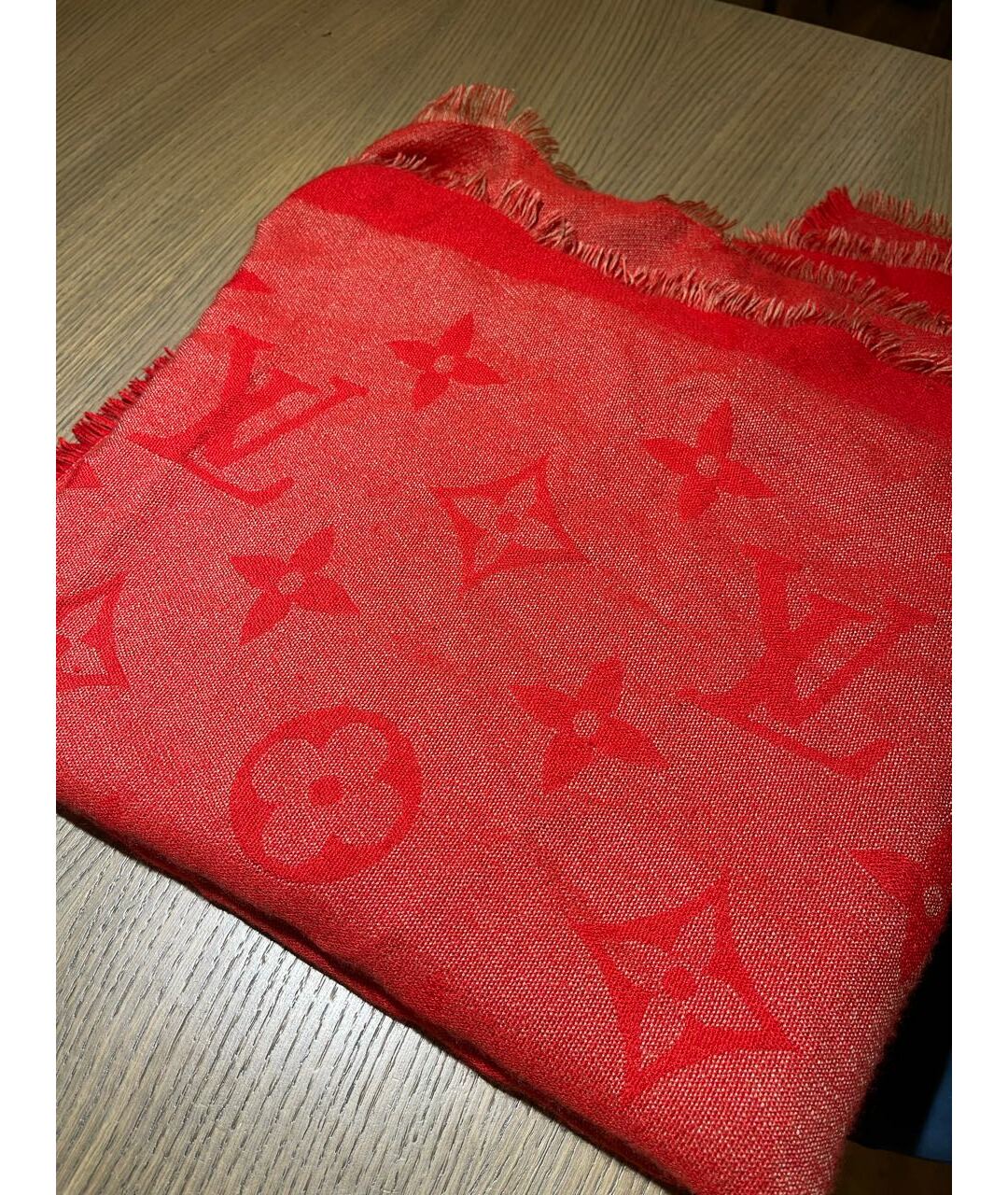 LOUIS VUITTON Красный кашемировый шарф, фото 4