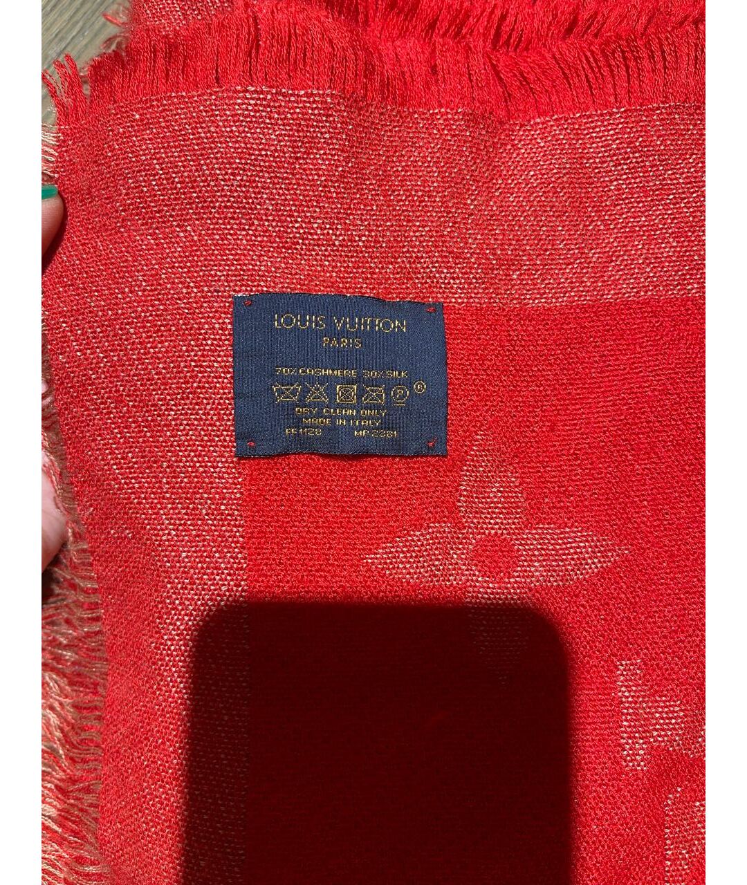 LOUIS VUITTON Красный кашемировый шарф, фото 3