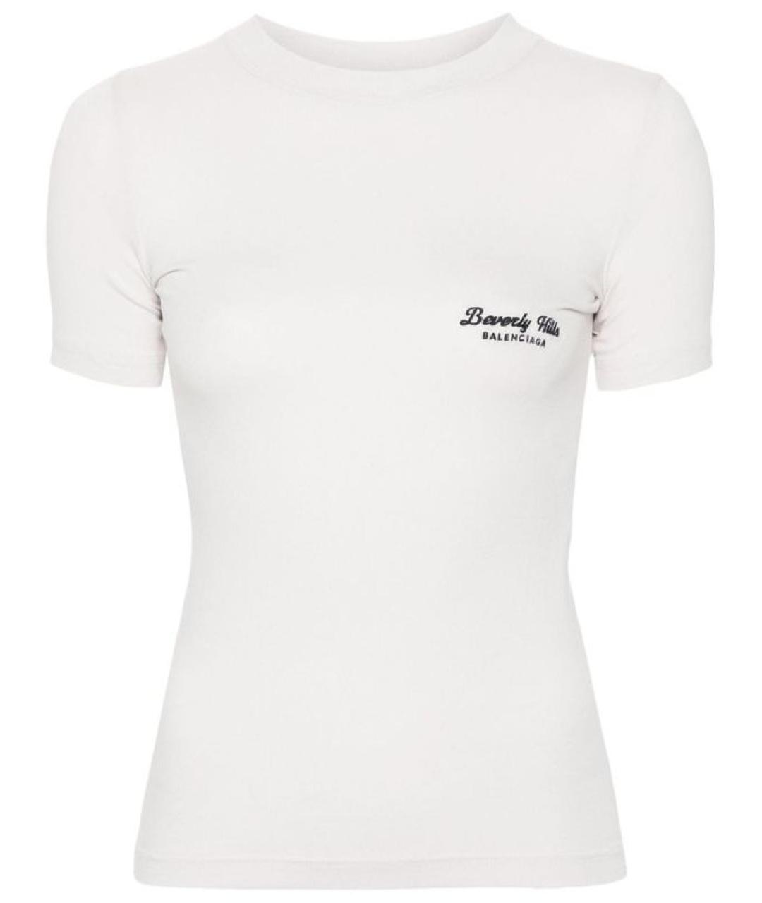 BALENCIAGA Белая хлопко-эластановая футболка, фото 1