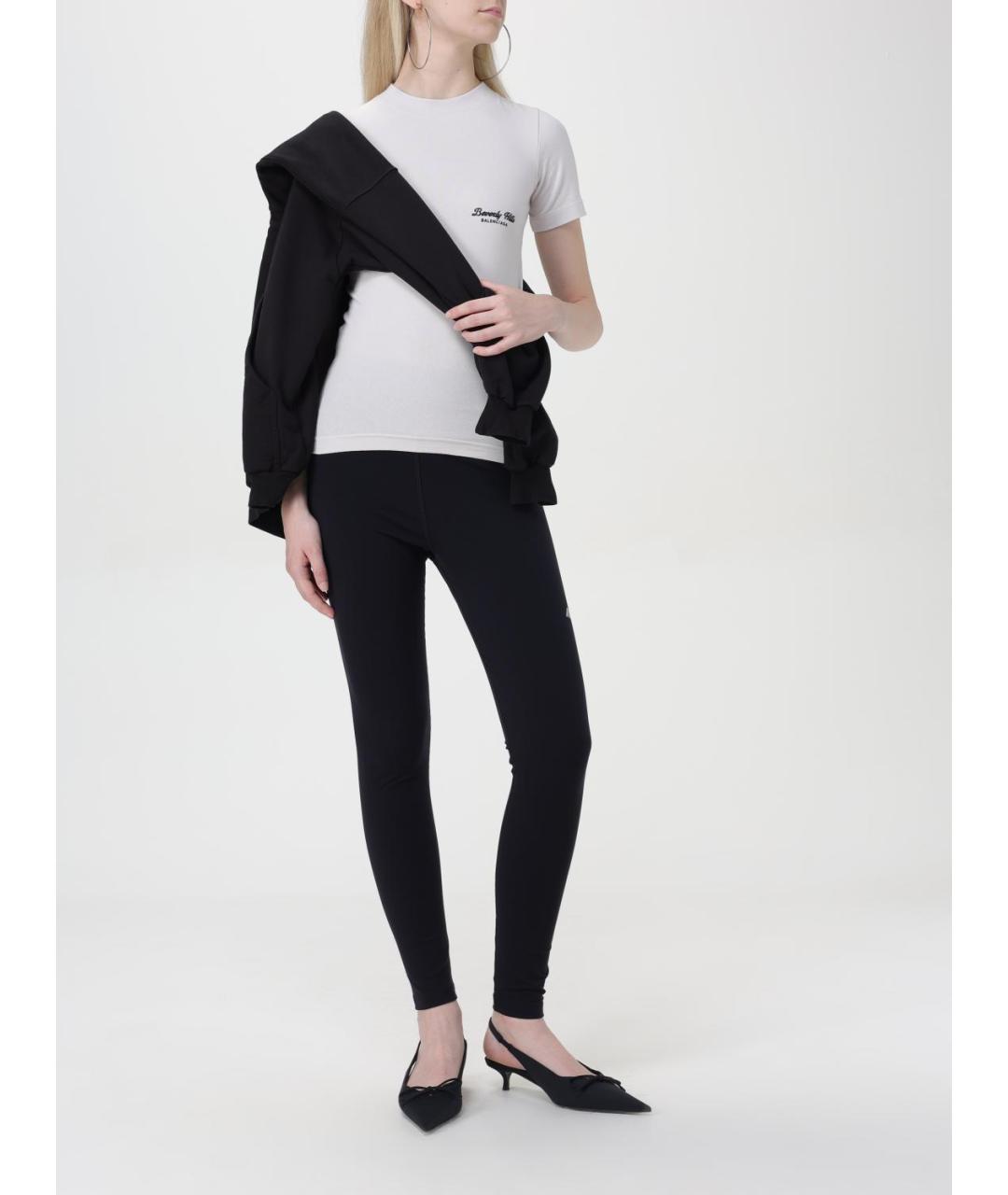 BALENCIAGA Белая хлопко-эластановая футболка, фото 3