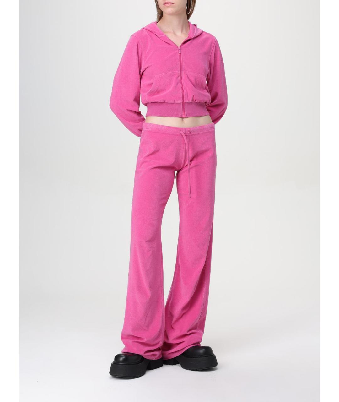 BALENCIAGA Розовые хлопковые прямые брюки, фото 3