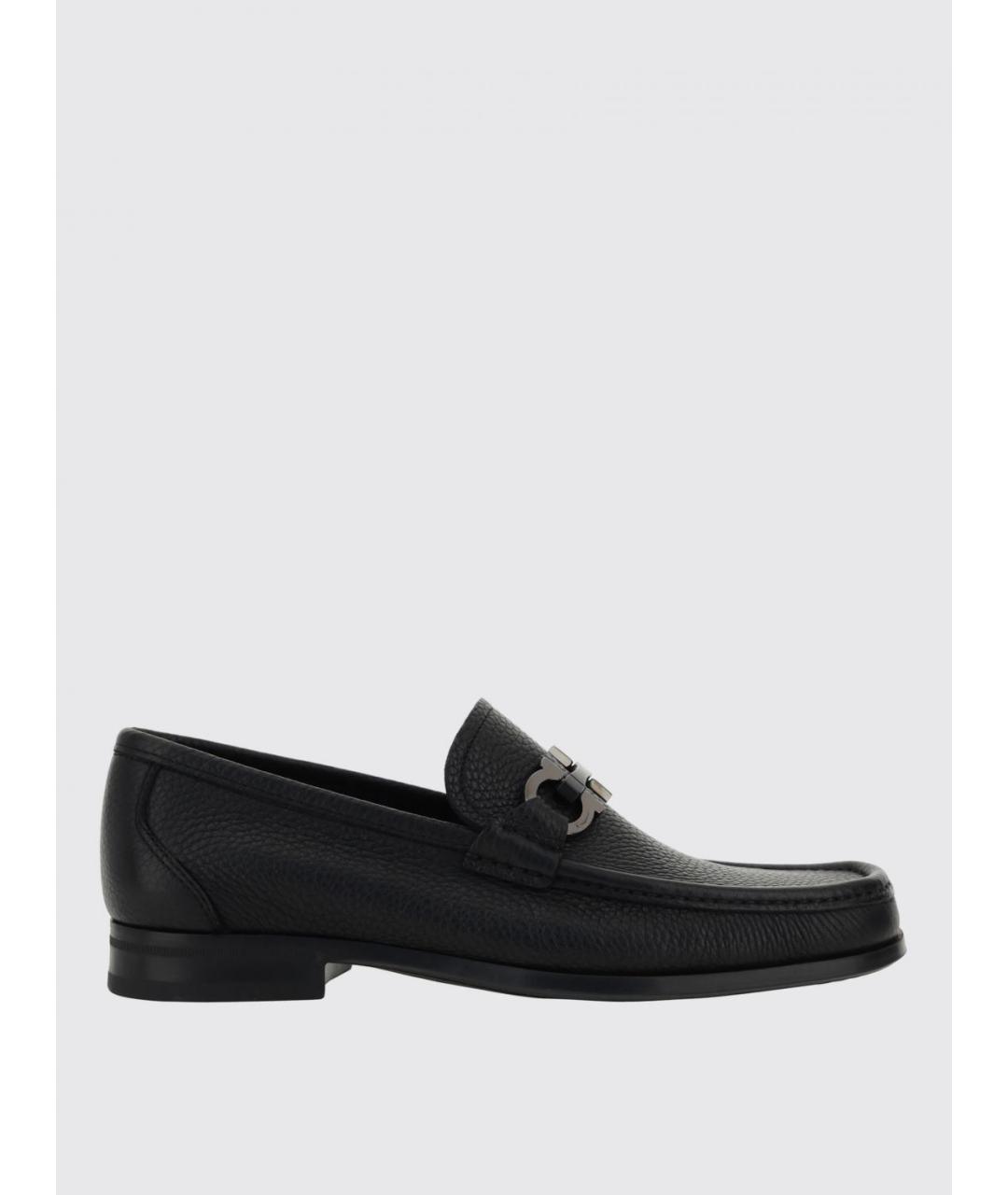 FERRAGAMO Черные кожаные лоферы, фото 4