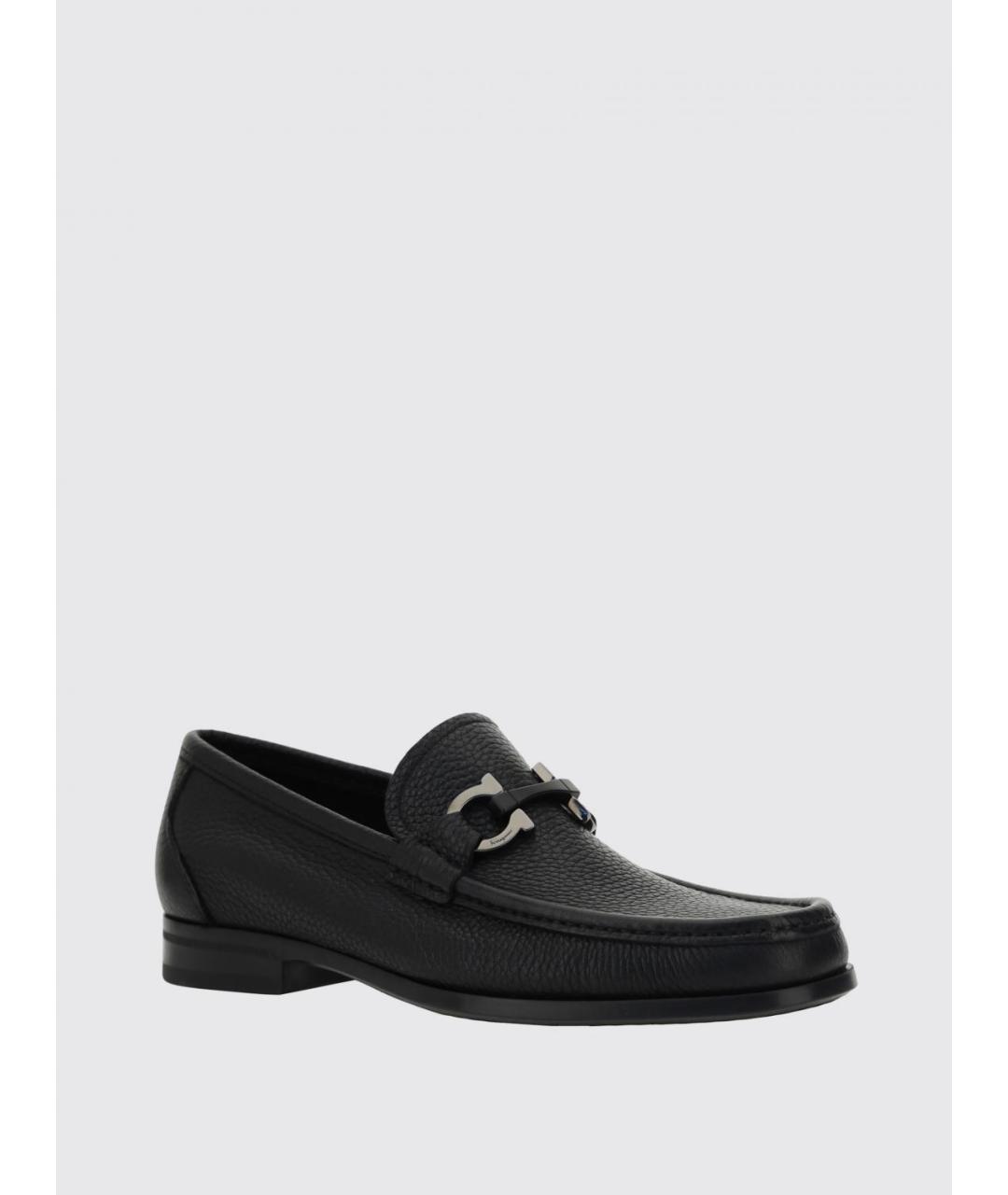 FERRAGAMO Черные кожаные лоферы, фото 2