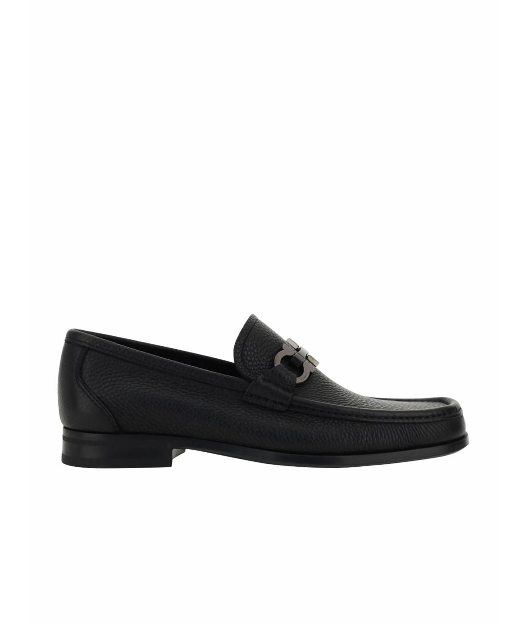 FERRAGAMO Черные кожаные лоферы, фото 1