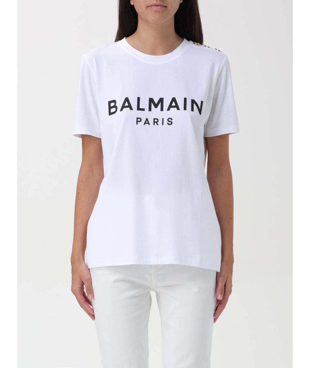 BALMAIN Белая хлопковая футболка, фото 2