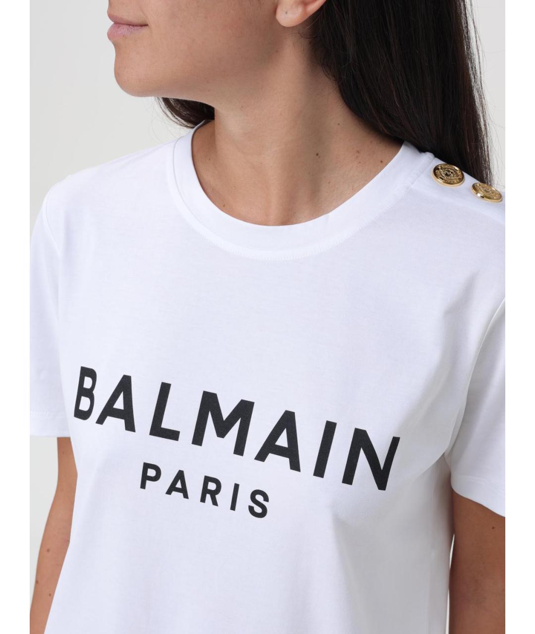 BALMAIN Белая хлопковая футболка, фото 6