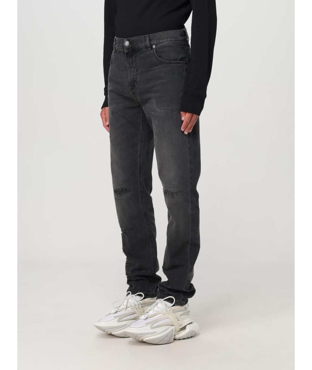 BALMAIN Черные хлопковые прямые джинсы, фото 5