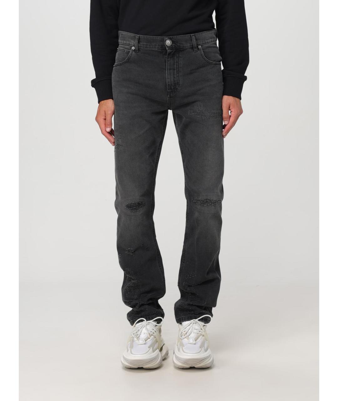 BALMAIN Черные хлопковые прямые джинсы, фото 2
