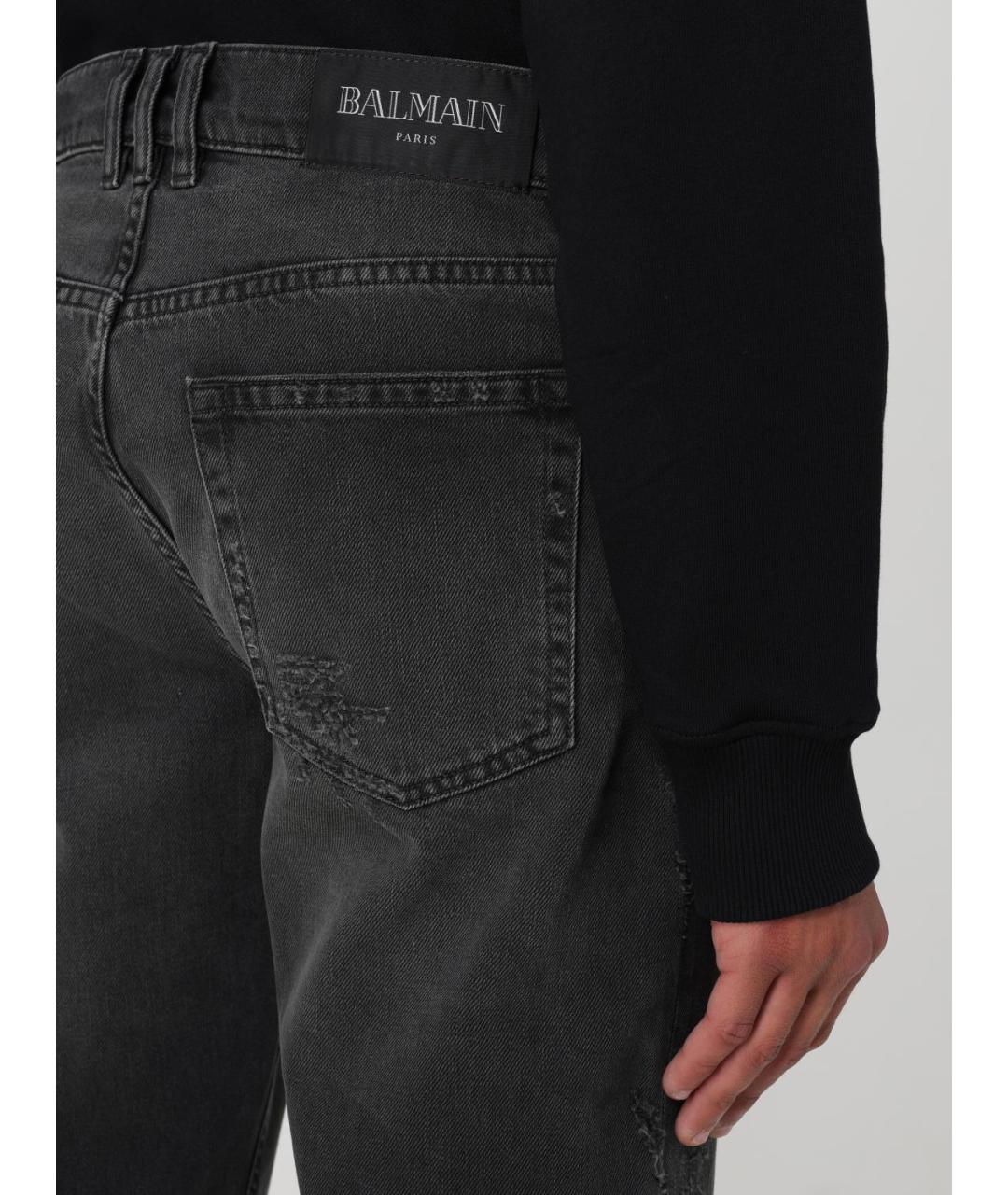 BALMAIN Черные хлопковые прямые джинсы, фото 6
