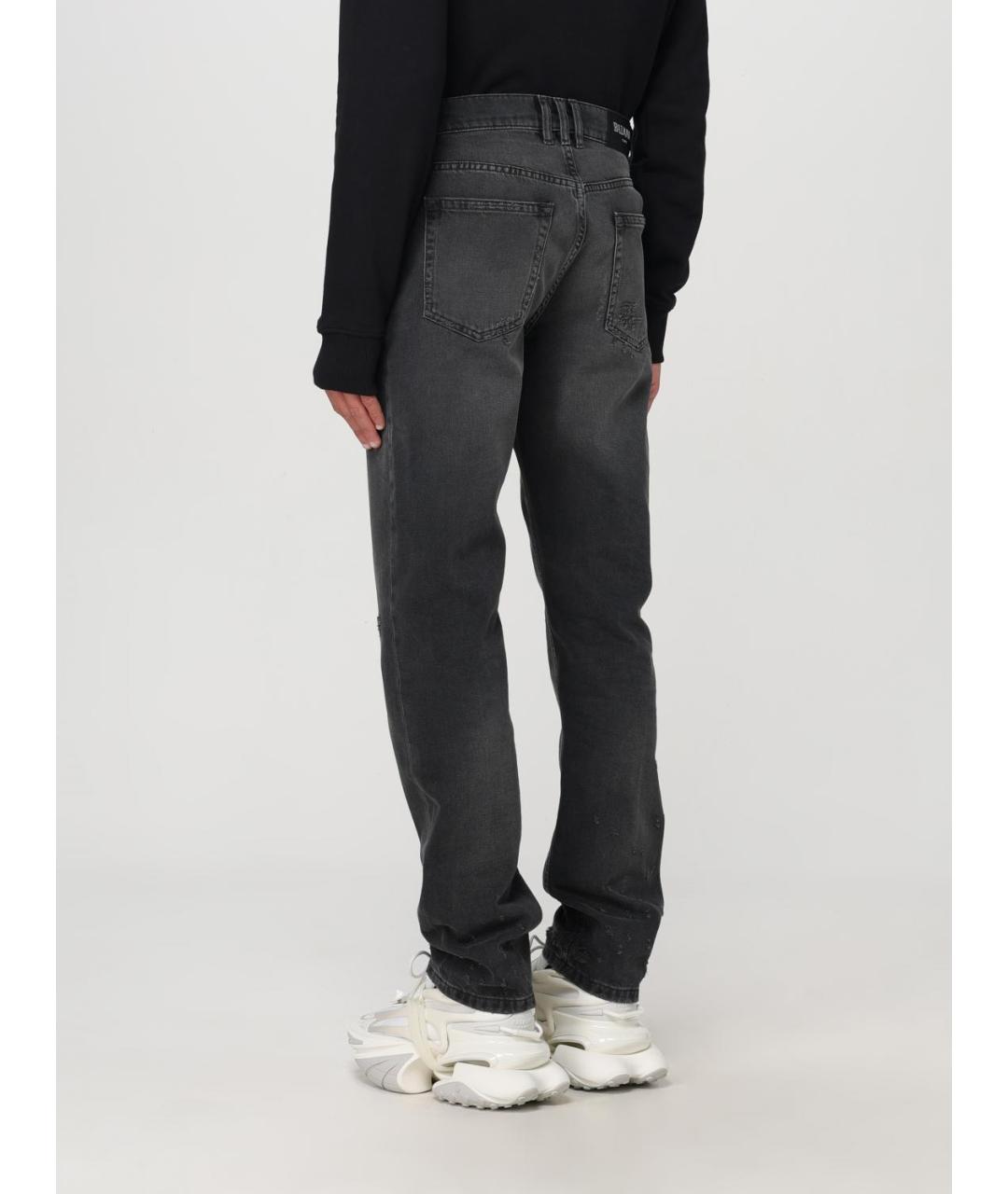 BALMAIN Черные хлопковые прямые джинсы, фото 4