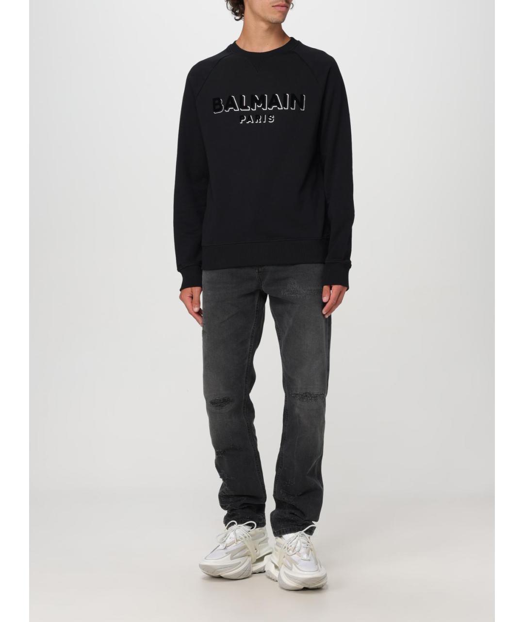 BALMAIN Черные хлопковые прямые джинсы, фото 3