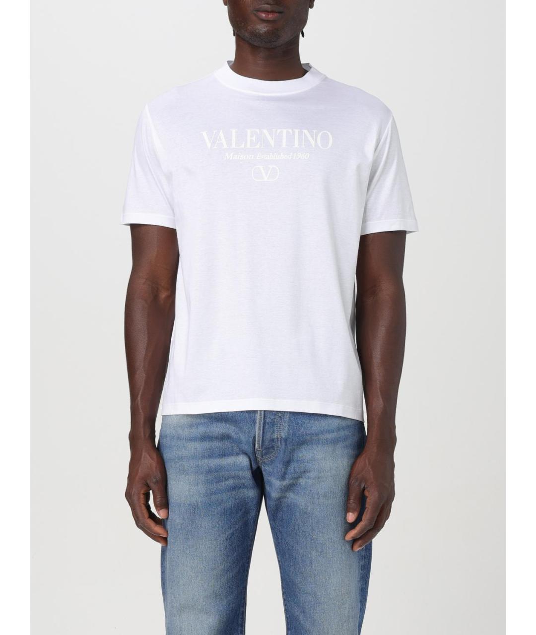 VALENTINO Белая хлопковая футболка, фото 2