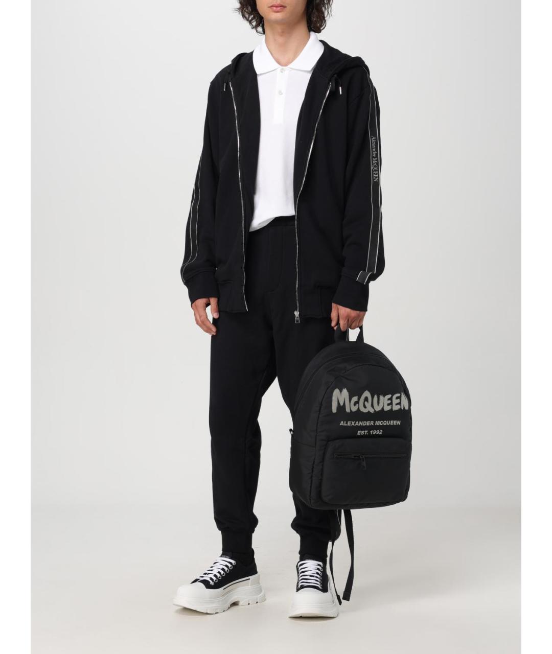 ALEXANDER MCQUEEN Черные хлопковые повседневные брюки, фото 3