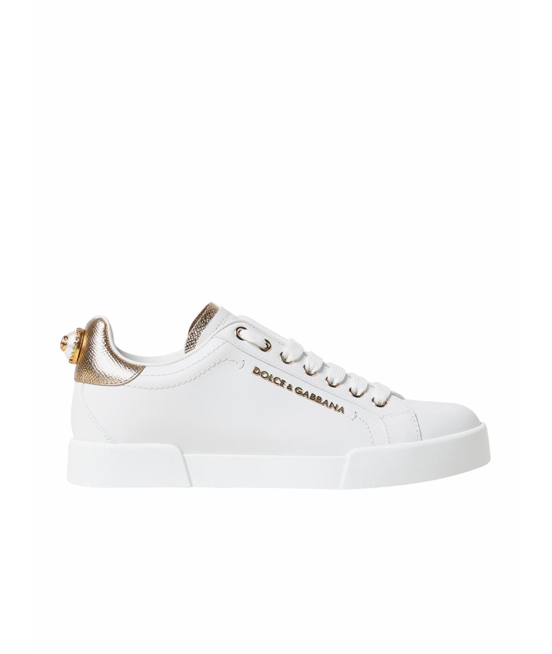 DOLCE&GABBANA Белые кожаные кеды, фото 1