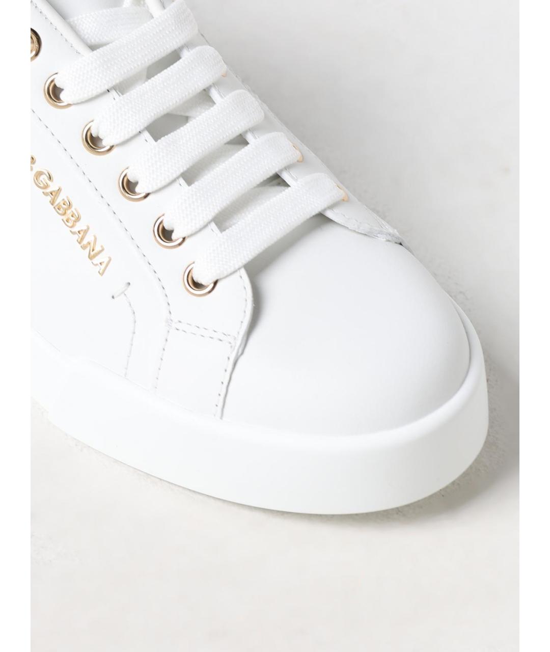 DOLCE&GABBANA Белые кожаные кеды, фото 4