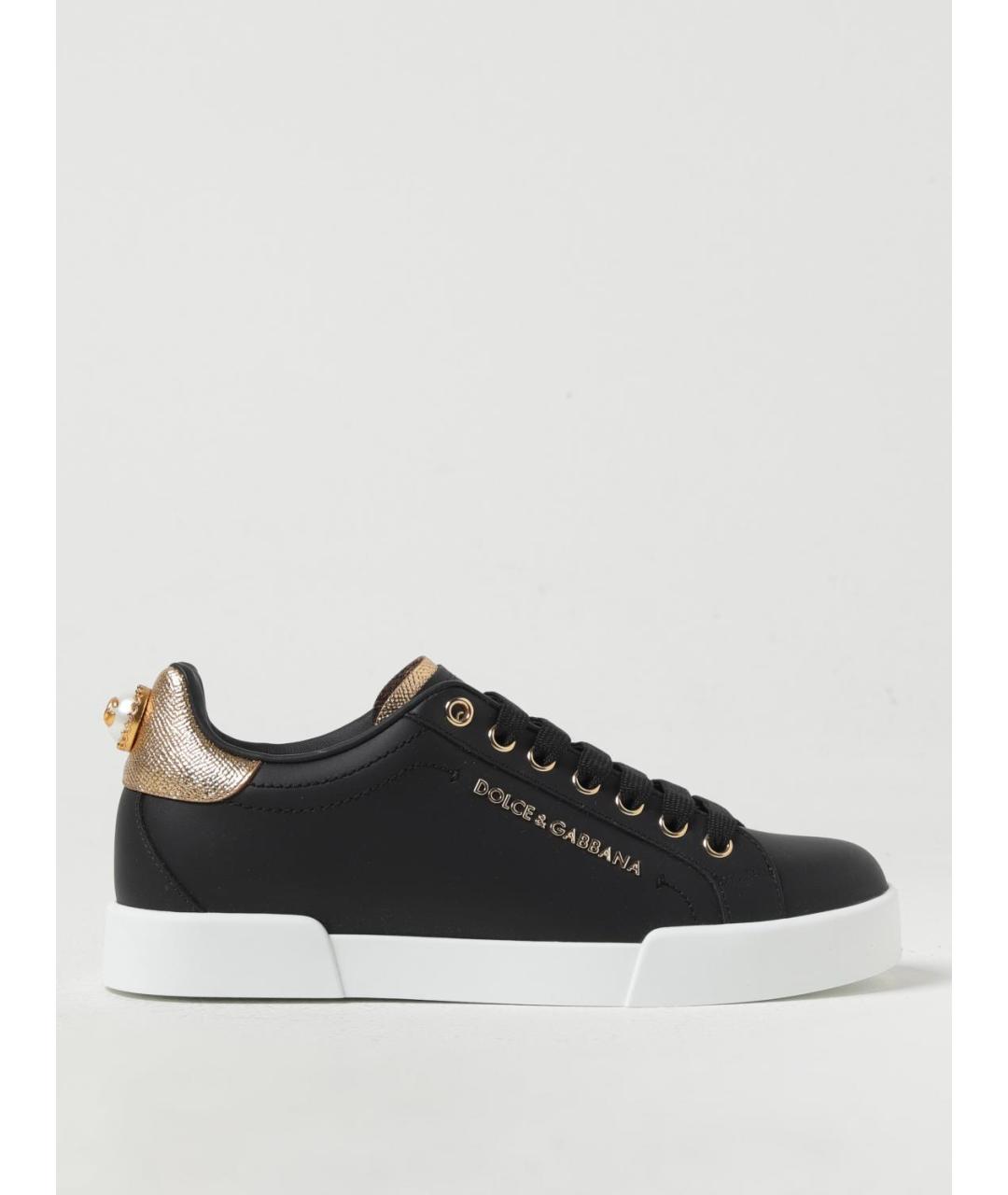 DOLCE&GABBANA Черные кожаные кеды, фото 5