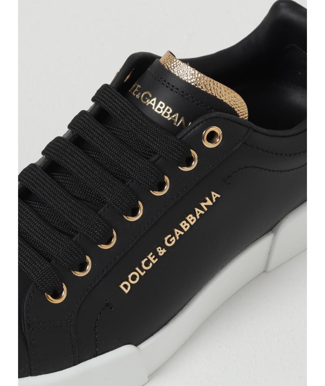 DOLCE&GABBANA Черные кожаные кеды, фото 4