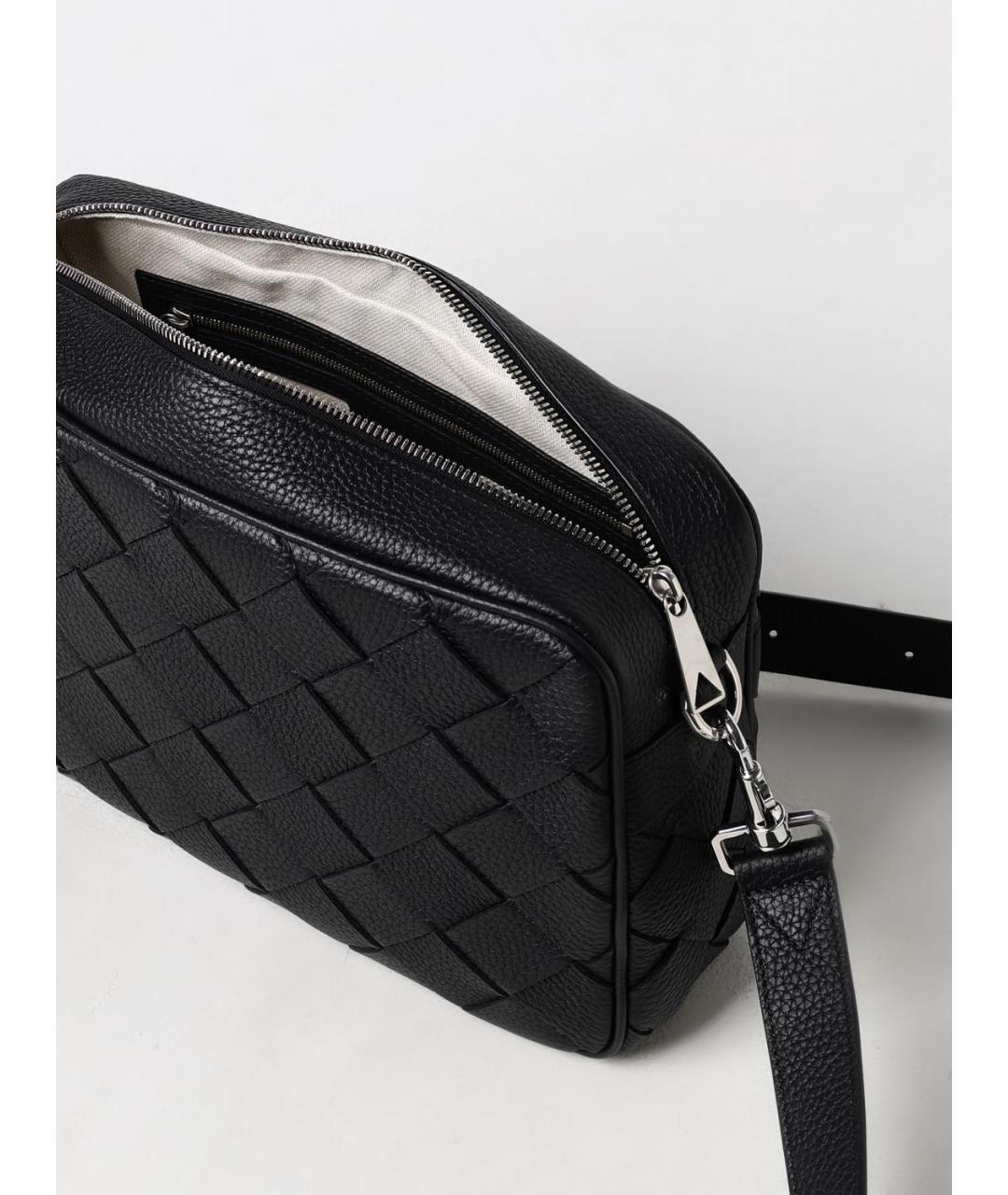 BOTTEGA VENETA Черная кожаная сумка на плечо, фото 5