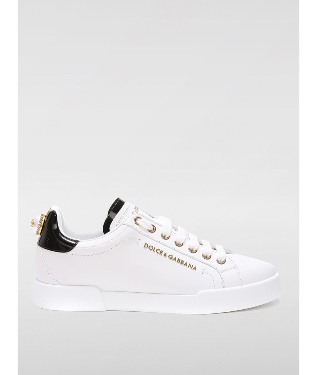 DOLCE&GABBANA Белые кожаные кеды, фото 5