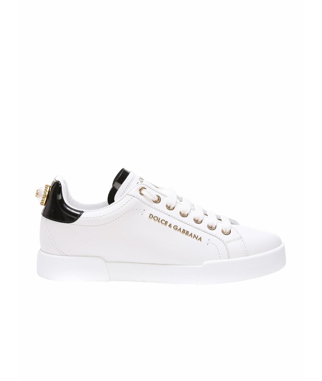 DOLCE&GABBANA Белые кожаные кеды, фото 1