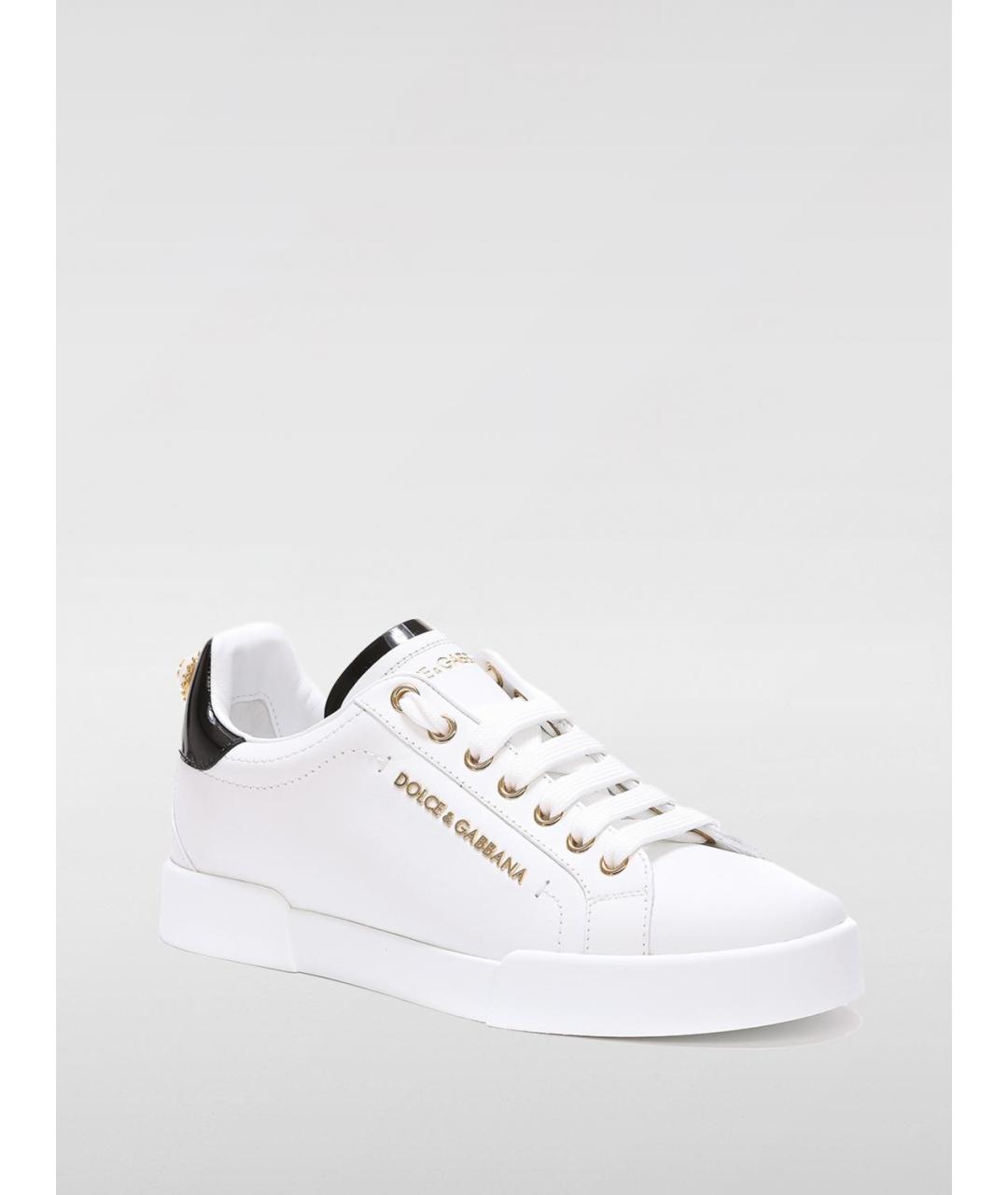 DOLCE&GABBANA Белые кожаные кеды, фото 2