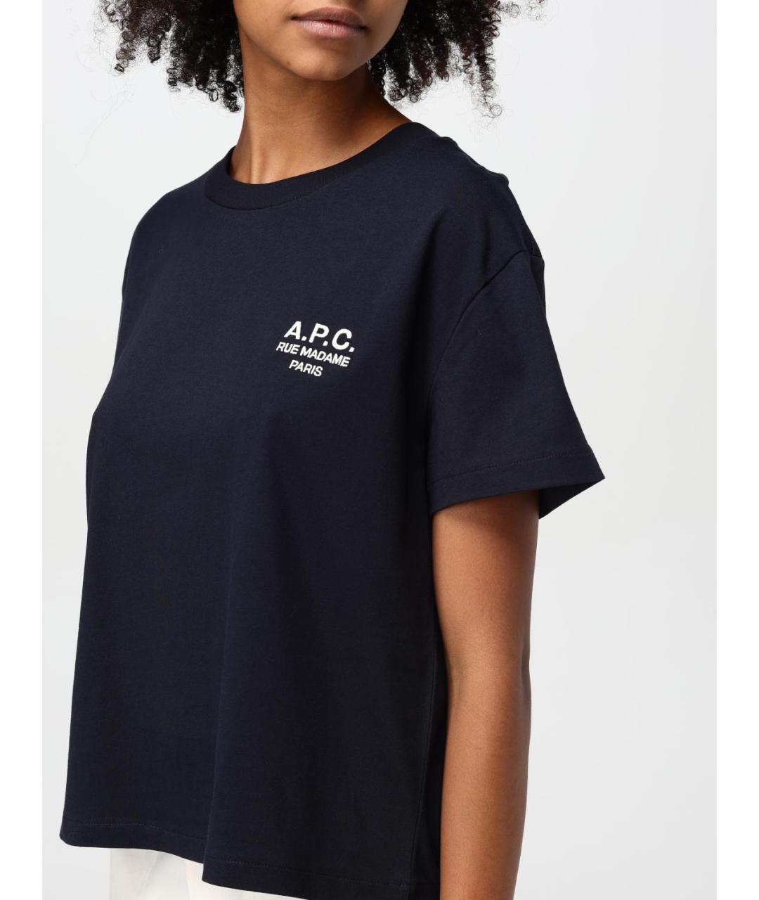 A.P.C. Синяя хлопковая футболка, фото 4