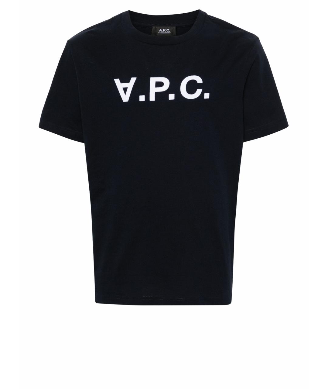 A.P.C. Темно-синяя хлопковая футболка, фото 1