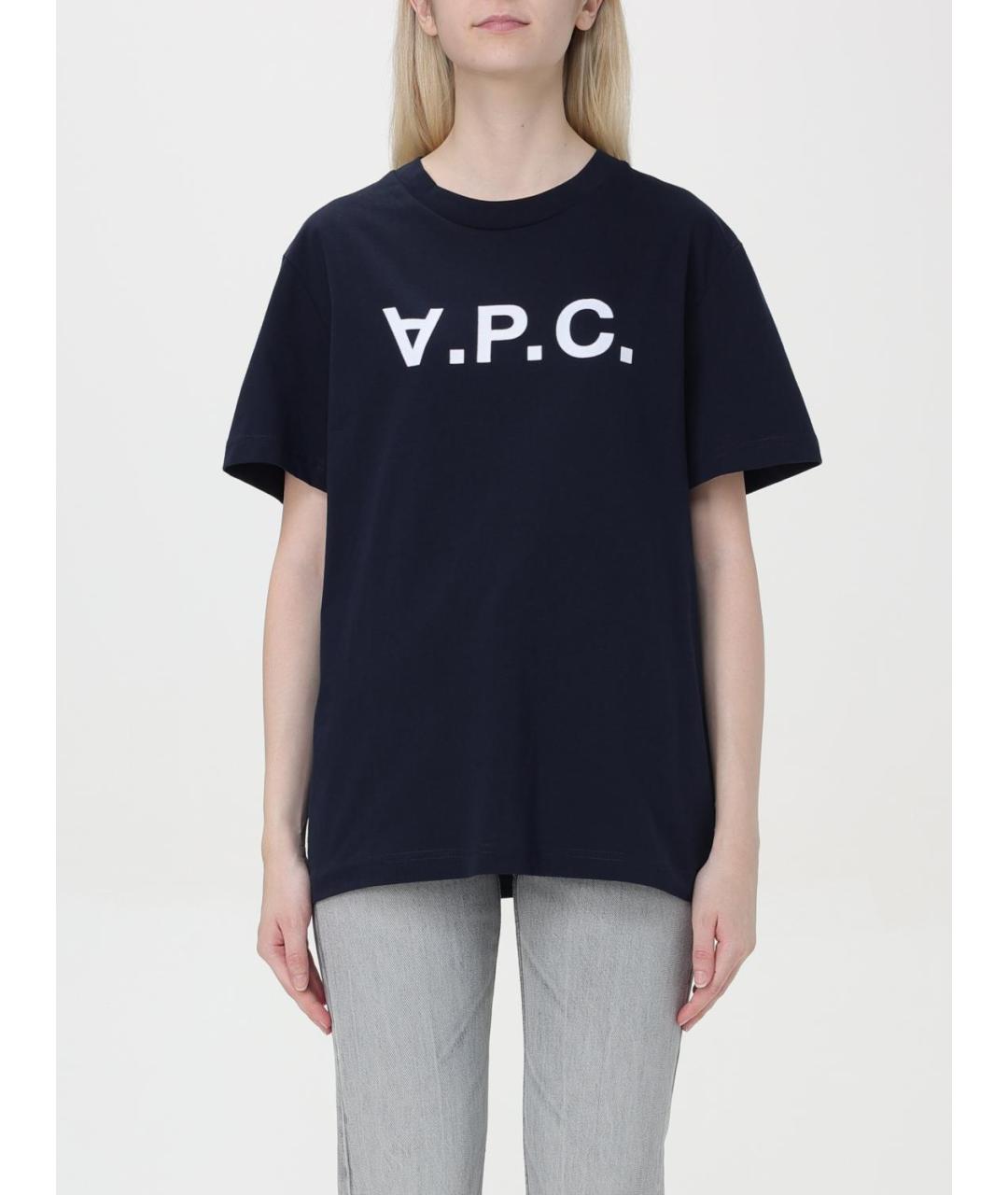 A.P.C. Темно-синяя хлопковая футболка, фото 2