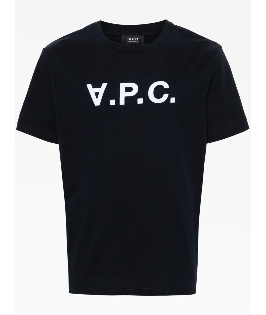 A.P.C. Темно-синяя хлопковая футболка, фото 5