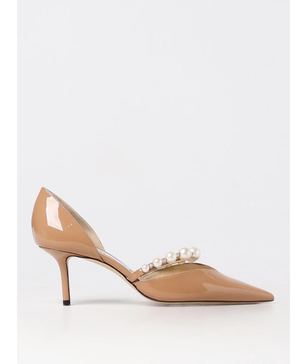 JIMMY CHOO Бежевые туфли из лакированной кожи, фото 5