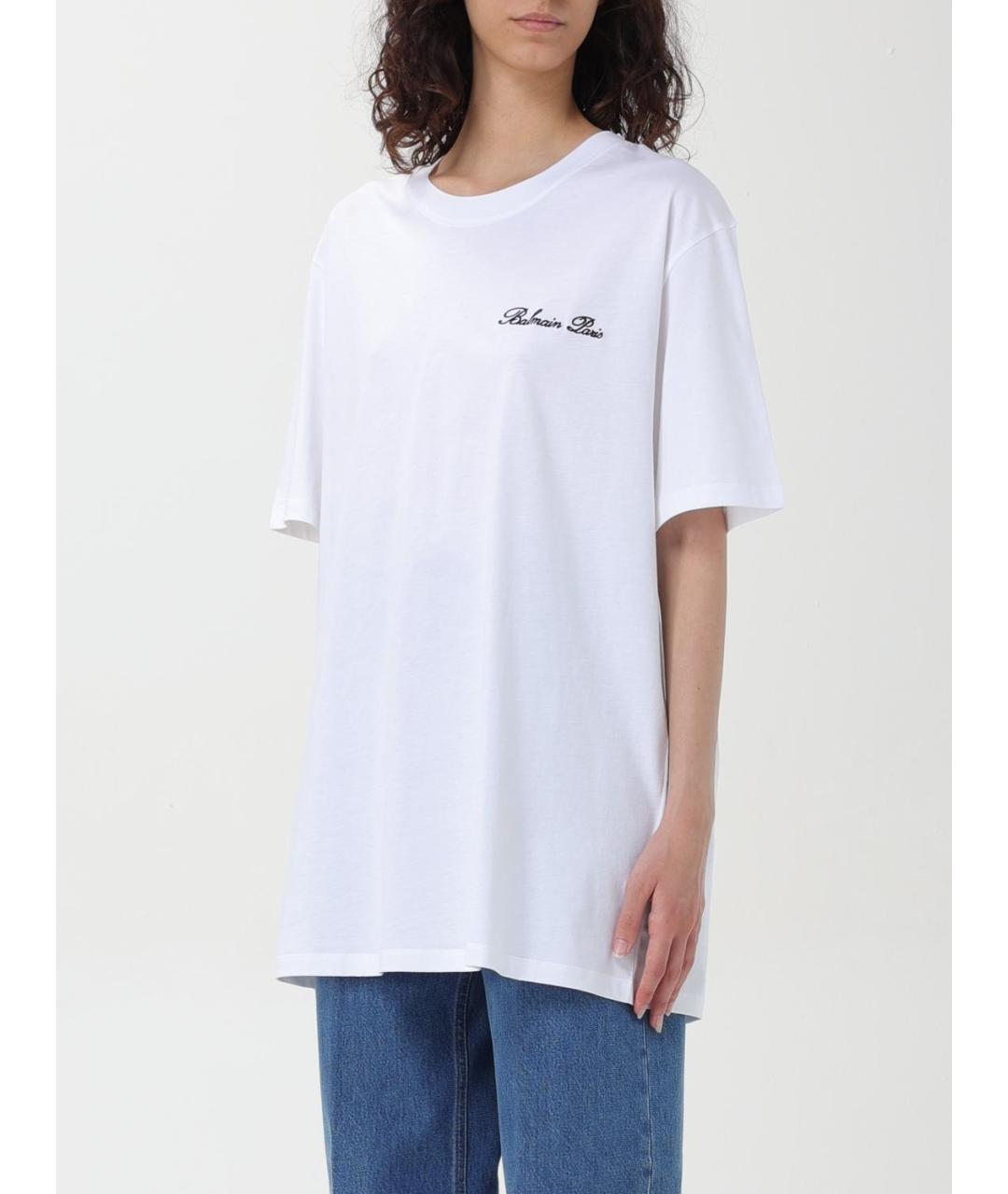 BALMAIN Белая хлопковая футболка, фото 4