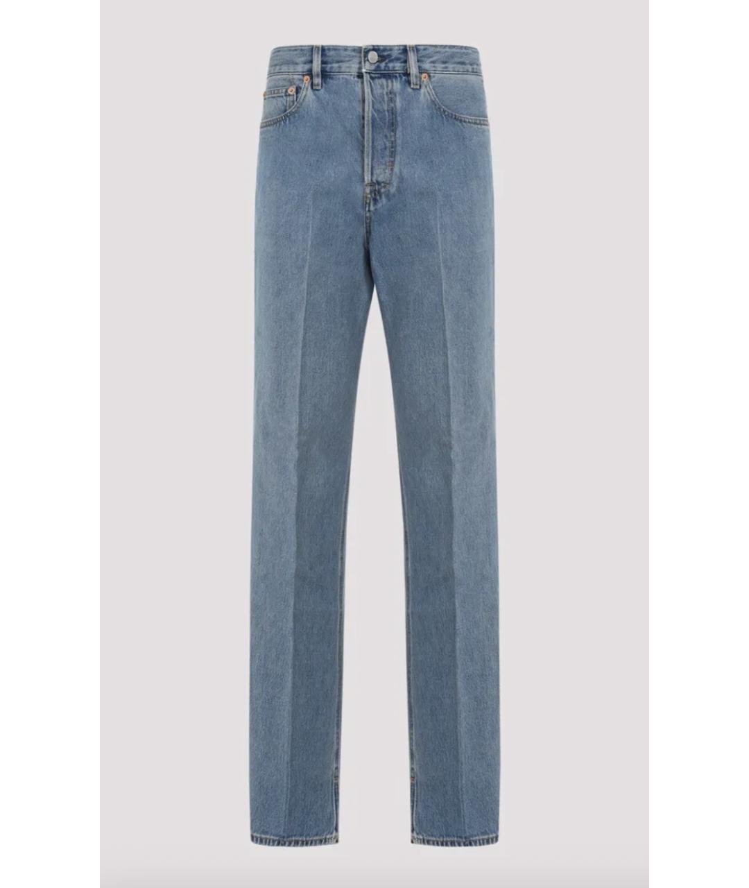 GUCCI Голубые хлопковые прямые джинсы, фото 7
