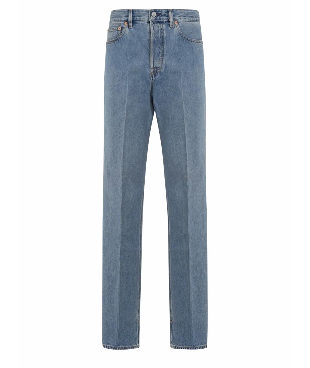 GUCCI Голубые хлопковые прямые джинсы, фото 1
