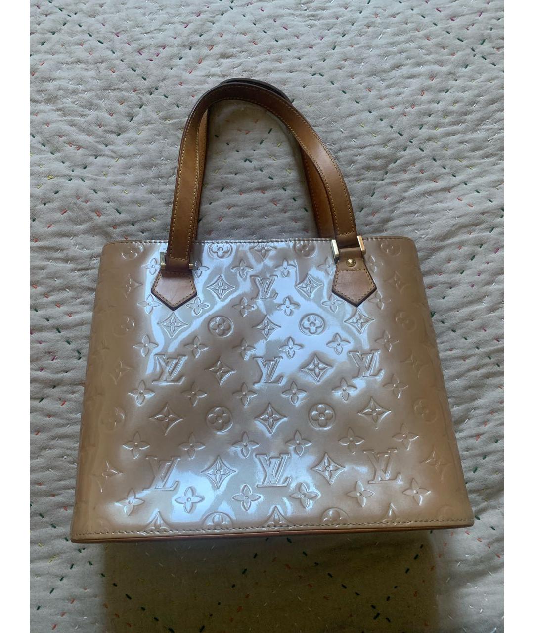 LOUIS VUITTON Бежевая сумка с короткими ручками из лакированной кожи, фото 2