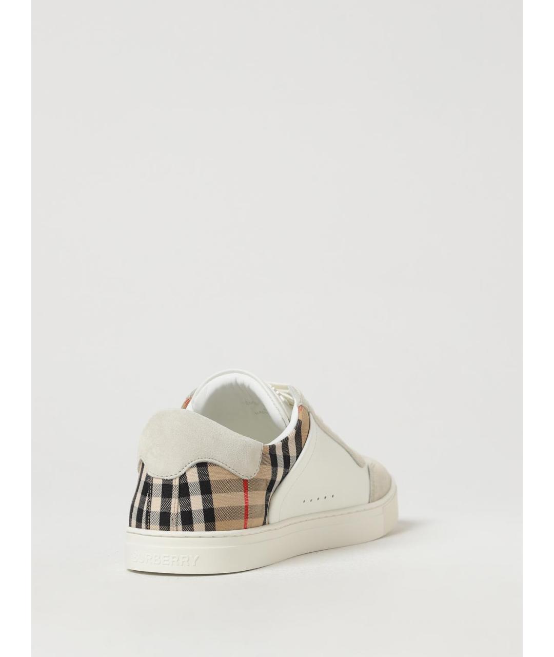 BURBERRY Белые кожаные низкие кроссовки / кеды, фото 3