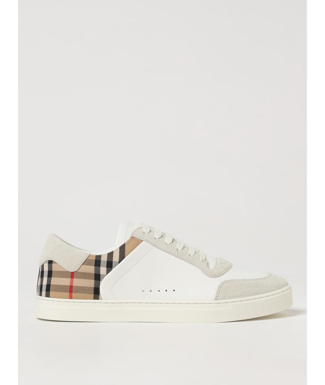 BURBERRY Белые кожаные низкие кроссовки / кеды, фото 5