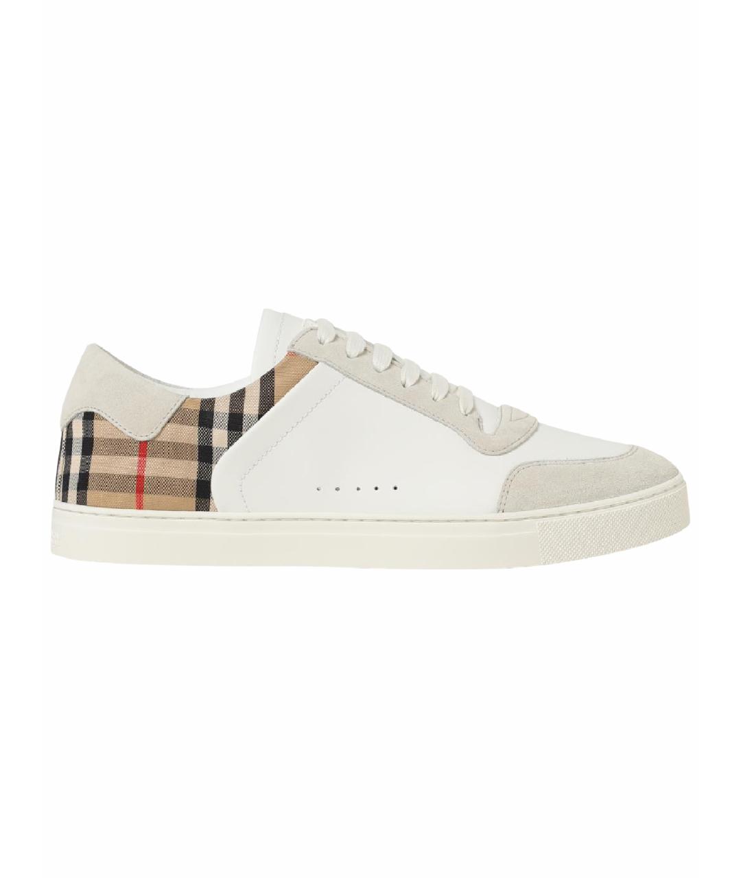 BURBERRY Белые кожаные низкие кроссовки / кеды, фото 1